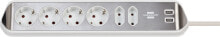 Brennenstuhl 1153590620 - 2 m - 6 AC outlet(s) - Indoor - Angled - IP20 - Silver - White