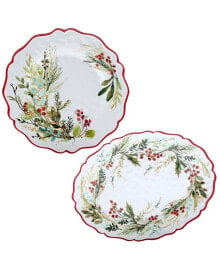 Certified International christmas Gatherings 2 Piece Melamine Platter Set