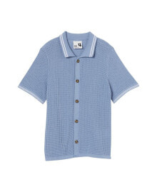 COTTON ON toddler and Little Boys Knitted Short Sleeve Shirt