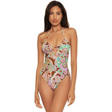 Купить женские купальники BECCA by Rebecca Virtue: Becca by Rebecca Virtue 288926 Women's Halter One Piece Swimsuit Multi M