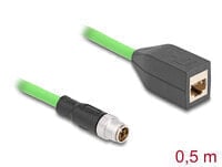 Delock M12 Kabel X-kodiert 8 Pin Stecker zu RJ45 Buchse PUR TPU 0.5 m - Cable - Network