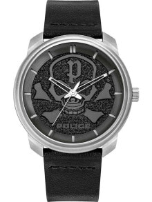 Мужские наручные часы с ремешком мужские наручные часы с черным кожаным ремешком  Police PL15714JS.02 Bleder mens 44mm 3ATM