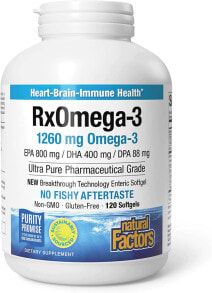 Fish oil and Omega 3, 6, 9 natural Factors RxOmega-3 -- 1260 mg - 120 Softgels
