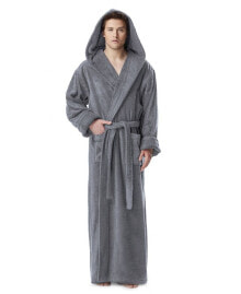 ARUS men's Thick Full Ankle Length Hooded Turkish Cotton Bathrobe