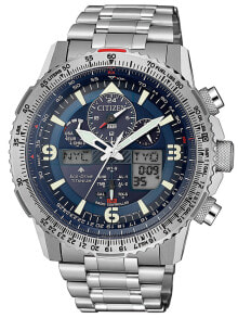 Мужские наручные часы с серебряным браслетом Citizen JY8100-80L Promaster Sky Chronograph 45mm 20ATM