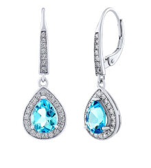 Ювелирные серьги bRISA Silver Earrings with Swiss Blue Topaz and Brilliance Zirconia JJJ1141ETS