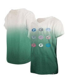 New Era big Girls Green Green Bay Packers Multi Logo Ombre V-Neck T-shirt