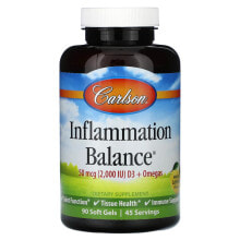 Carlson, Balance Balance D3 + омега, натуральный лимон, 25 мкг (1000 МЕ), 90 мягких таблеток