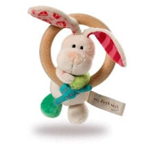 NICI Wooden Grasp Ring Rabbit Tilli With Bell Rattle