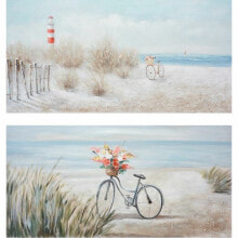 Painting DKD Home Decor 140 x 3,5 x 70 cm Beach Mediterranean (2 Units)