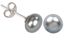 Серьги с настоящим серым жемчугом JwL Luxury Pearls JL0029