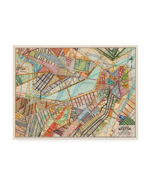 Trademark Global nikki Galapon Modern Map of Boston Canvas Art - 19.5