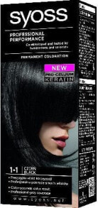 Краска для волос syoss Permanent Coloration 1-1 Стойкая крем-краска для волос к кератином, оттенок черный