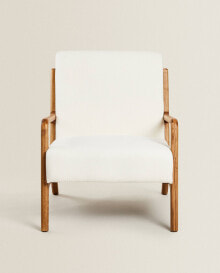 Ash wood linen armchair