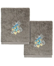 Linum Home textiles Turkish Cotton Penelope Embellished Washcloth Set, 2 Piece