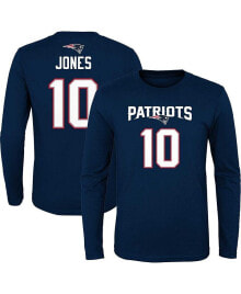 Outerstuff big Boys Mac Jones Navy New England Patriots Mainliner Player Name and Number Long Sleeve T-shirt