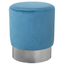 Pouffe Alexandra House Living Blue Silver Velvet Wood 10 x 42 x 35 cm