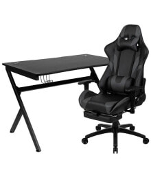 EMMA+OLIVER gaming Desk Set - Cup/Headset Holder/Reclining & Footrest