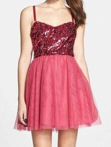 Купить женские платья Hailey Logan: Hailey Logan Womens Juniors Sequin Sleeveless Fit & Flare Pink Dress Size 5/6