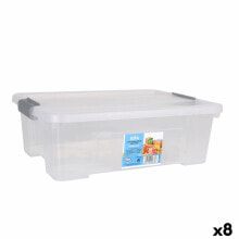 Storage Box with Lid Dem Kira Transparent Plastic 10 L 40 x 28 x 13 cm (8 Units)