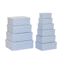 Set of Stackable Organising Boxes DKD Home Decor White Sky blue Children's Cardboard (43,5 x 33,5 x 15,5 cm)