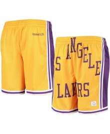 Mitchell & Ness big Boys Gold Los Angeles Lakers Hardwood Classics Throwback Big Face Mesh Shorts