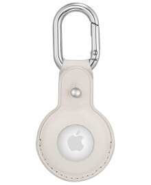 WITHit gray Leather Apple AirTag Case with Silver-Tone Carabiner Clip