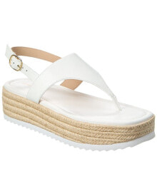 Купить белые женские балетки Stuart Weitzman: Stuart Weitzman Mel Leather Espadrille Flatform Sandal Women's White 7.5