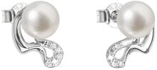 Женские ювелирные серьги silver earrings peony with real pearls Pavon 21028.1