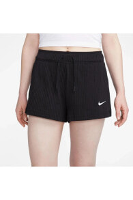 Sportswear Rib Jersey Kadın Siyah Şort, Nike Siyah Şort