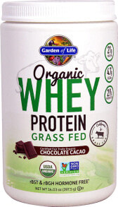 Сывороточный протеин Garden of Life Organic Whey Protein Grass Fed Комплекс сывороточных пробиотиков -  21 г белка 4,7 г BCAA - пробиотиков 2 млрд КОЕ - со вкусом шоколада 12 порций