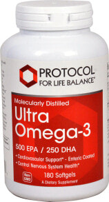 Рыбий жир и Омега 3, 6, 9 Protocol For Life Balance Ultra Omega-3  Омега-3 для сердечно-сосудистой поддержки 180 гелевых капсул