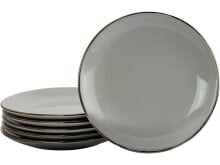 Elama Tahitian Sand 6-Piece Salad Plate Set, Light Grey