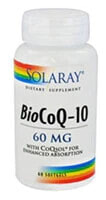 Коэнзим Q10 Solaray BioCoQ-10  Коэнзим Q-10 - 60 мг - 60 гелевых капсул