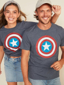 Мужская футболка Old Navy Marvel™ Captain America Graphic серая с принтом 	Marvel