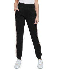 Купить женские брюки Guess: Брюки Guess женские с логотипом и полосками высокой посадки Britney Jogger