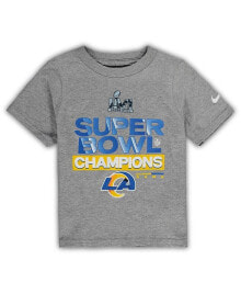 Nike toddler Boys and Girls Heathered Gray Los Angeles Rams Super Bowl LVI Champs Trophy T-shirt