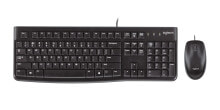 Комплекты из игровых клавиатуры и мыши Logitech MK120 клавиатура USB Немецкий Черный 920-010022