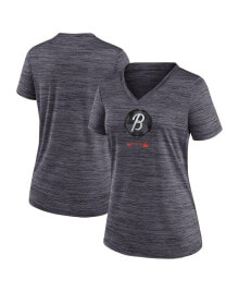 Nike women's Black Baltimore Orioles City Connect Velocity Practice Performance V-Neck T-shirt