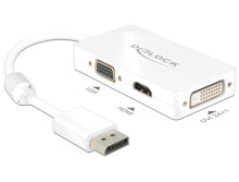 DeLOCK 0.16m DisplayPort/VGA+HDMI+DVI-D 0,16 m VGA (D-Sub)+ HDMI + DVI Белый 62655