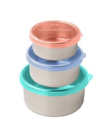 U-Konserve stainless Steel Round Nesting Trio 3 Piece Set with Silicone Lids