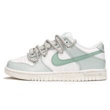 【定制球鞋】 Nike Dunk Low 莫兰迪系列 Vibe做旧 减龄穿搭 解构复古风 休闲 低帮 板鞋 GS 白绿灰 / Кроссовки Nike Dunk Low DH9765-100