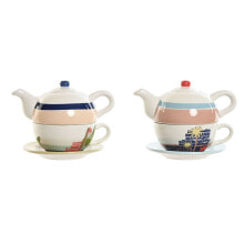 Teapot Home ESPRIT Blue White Green Light Pink Dolomite 750 ml (2 Units)