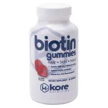 Витамины группы В kore Biotin Gummies Fruit Жевательные биотиновые таблетки для волос, кожи и ногтей 5000 мкг 90 капсул