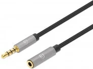 Manhattan Stereo Audio 3.5mm Extension Cable - 2m - Male/Female - Slim Design - Black/Silver - Premium with 24 karat gold plated contacts and pure oxygen-free copper (OFC) wire - Lifetime Warranty - Polybag - 3.5mm - Male - 3.5mm - Female - 2 m - Black - 