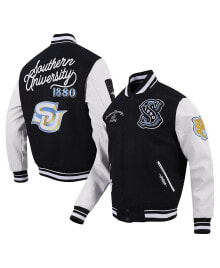 Купить мужские куртки Pro Standard: Men's Black Southern University Jaguars HBCU Vintage Varsity Wool Full-Zip Jacket