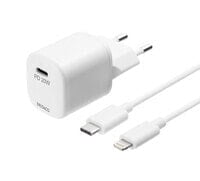 Deltaco USB-C PD väggladdare med avtagbar till Lightningkabel 1 m vit