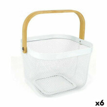 Multi-purpose basket Confortime Metal Wood 25 x 26 x 18 cm (6 Units)