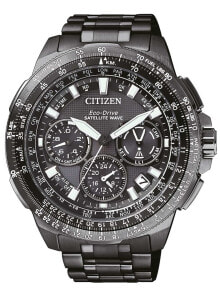 Мужские наручные часы с черным браслетом Citizen CC9025-51E Eco-Drive Promaster-Sky Satellite-Wave GPS Titanium 47mm 20 ATM