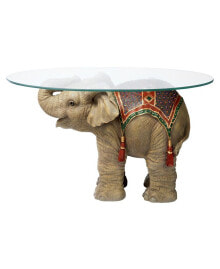 Design Toscano jaipur Elephant Festival Glass-Topped Cocktail Table